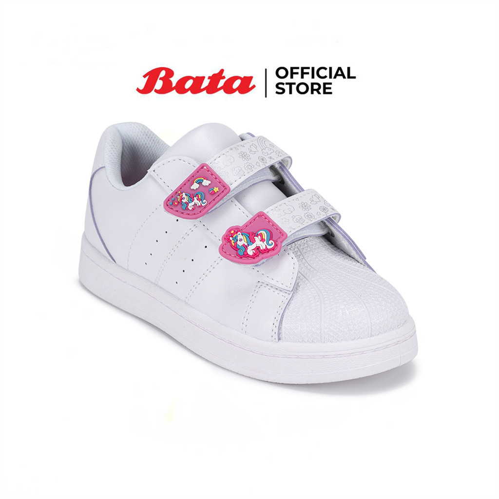 Bata รองเท้านักเรียนพละ ช่วงอายุ 5 - 9 ปี สายปรับระดับได้ สำหรับเด็กผู้หญิง รุ่น Unicorn สีขาย รหัส 3411504