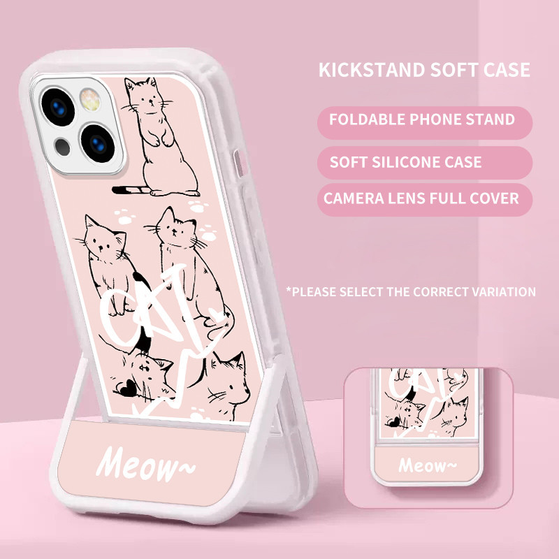 Kickstand Casing VIVO V29 V27e V23e V25 V20 V15 S1 T1 Pro Y78 Y77 Y72 Y52 Y20 Y20s G Y19 Y02 Ins Style Soft Case Full Back Cover | Zj A083