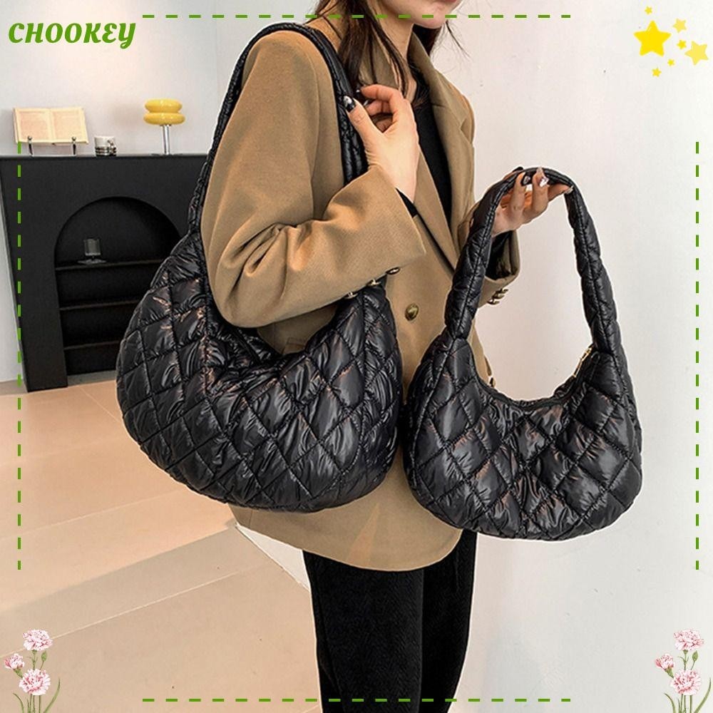 Chookey กระเป๋าสะพายไหล่ ผ้าฝ้าย ขนาดใหญ่ จุของได้เยอะ สีพื้น แฟชั่นสําหรับสตรี