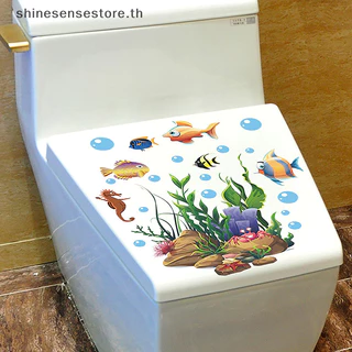 Shine สติกเกอร์ ลายปลาทะเล มีกาวในตัว กันน้ํา สําหรับติดตกแต่งห้องน้ํา