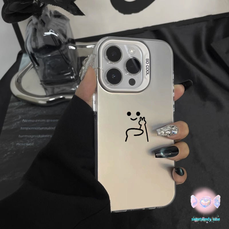 [จัดส่งในพื้นที่] เคสโทรศัพท์มือถือไลน์วายร้ายสีเงินเข้ากันได้กับ iPhone 12 13 14 15 Pro MAX XR XS 6 7 8 Plus SE 2020