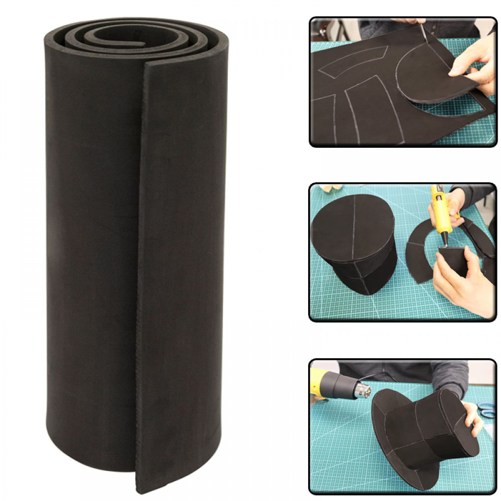 Safe Cosplay EVA Foam Sheet,1mm to 10mm Thick, Black Foam Sheets Roll，35x100cm,High Density for Cosp