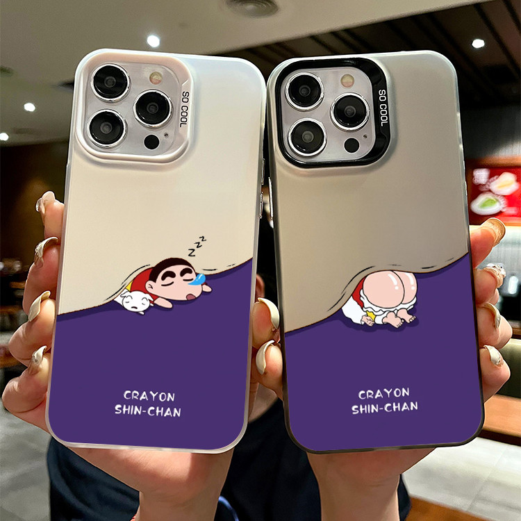 COD เคส iphone 11 13 pro 16 12 14 15 Pro MAX 14 15 16 Plus X XR XSMAX SE 8 7Plus เคสโทรศัพท์คู่รักเครยอนชินจังสุดฮา
