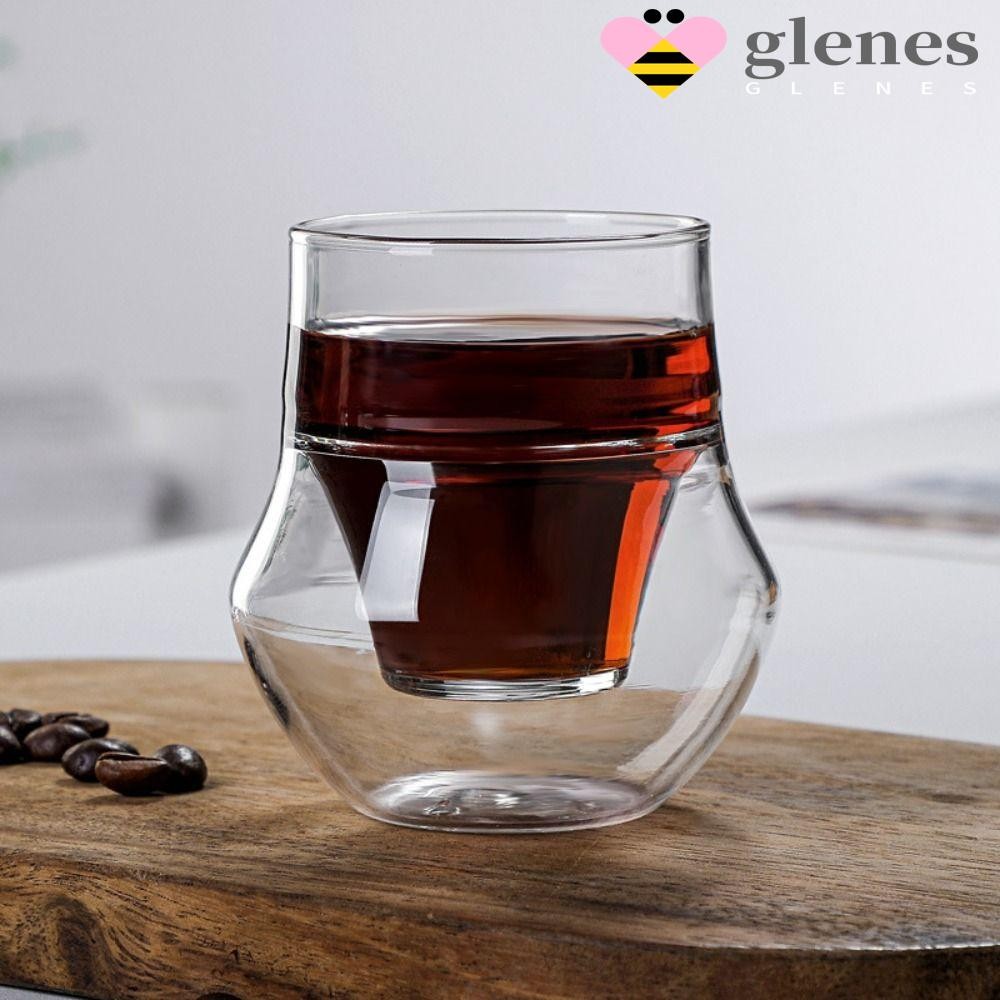 เกลเนส ถ้วยกาแฟ,120มิลลิลิตรคู่ผนังแก้วชา,ถ้วยน้ําชาฉนวนต่อต้านลวกสร้างสรรค์แก้วกาแฟเอสเพรสโซ่ เครื่องดื่ม
