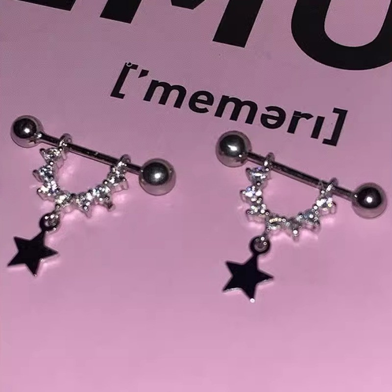 Roselife S925 เงิน Cool Punk Chic คริสตัล Star Charming สกรูต่างหูผู้หญิงผู้ชายแฟชั่น Pirced ทุกวันหู Studs เครื่องประดับอุปกรณ์เสริมของขวัญ - รูปที่ 5