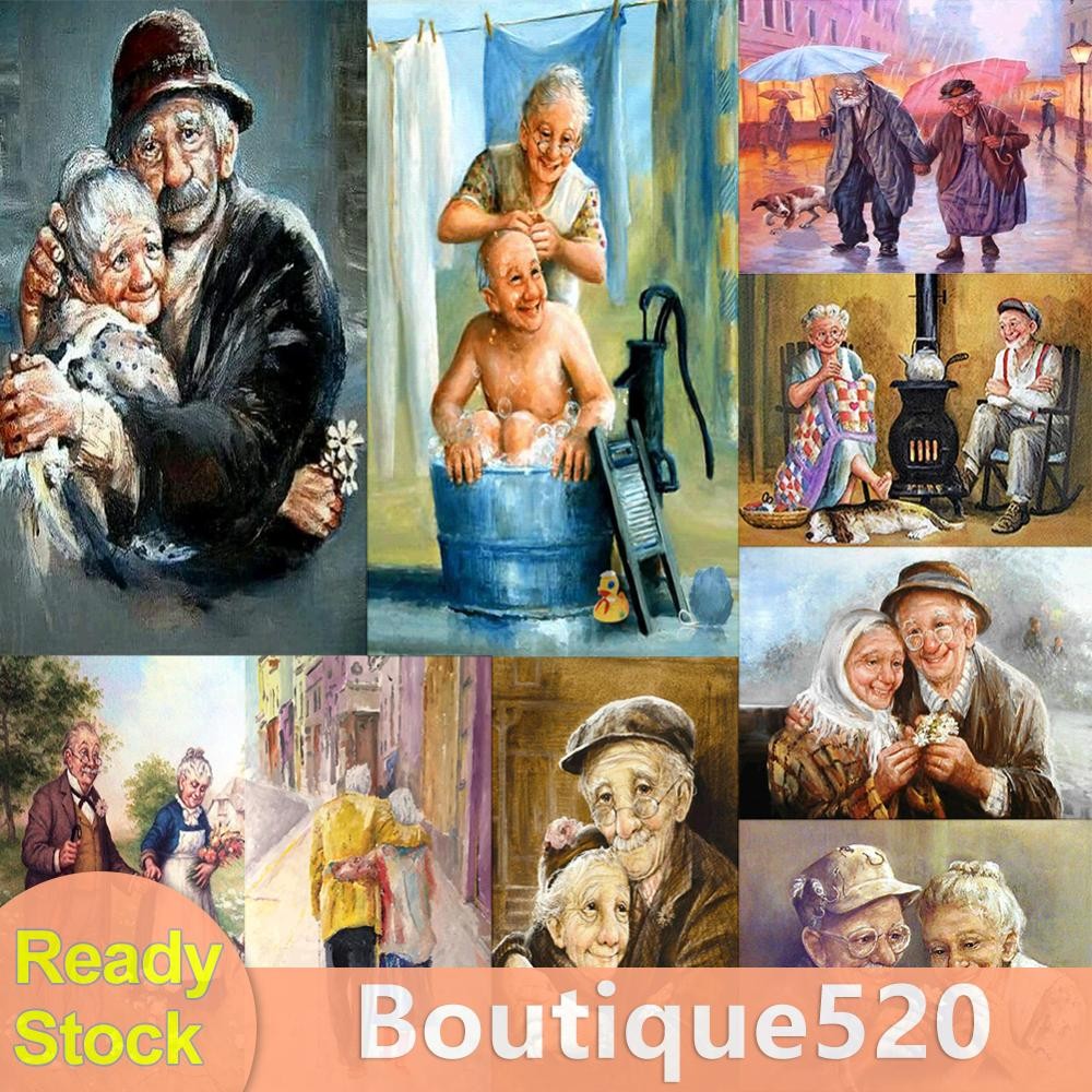 #F 5d DIY เต็มเจาะเพชรภาพวาดคู่รักอายุมากกว่า Cross Stitch Mosaic Craft Ki [boutique520.th]