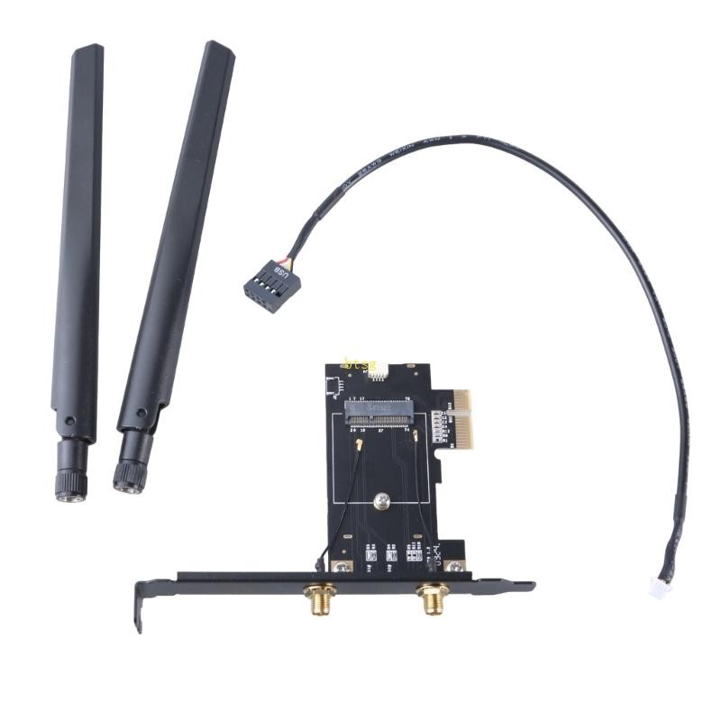 Bt Double Band WiFi บลูทูธที่รองรับ M 2 NGFF ไปยังการ์ดอะแดปเตอร์ PCIE พร้อมฮีทซิงค์สําหรับการเชื่อมต่อที่ได้รับการปรับปรุง