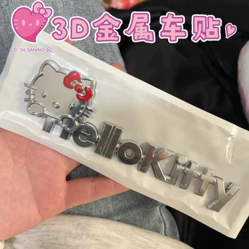Kawaii Sanrio Hello Kitty 3D สติกเกอร์น่ารักการ์ตูนรถรถจักรยานยนต์กระเป๋าเดินทางตู้เย็นตัวอักษรรถสติกเกอร์สัญลักษณ์ Yoys สาวของขวัญ