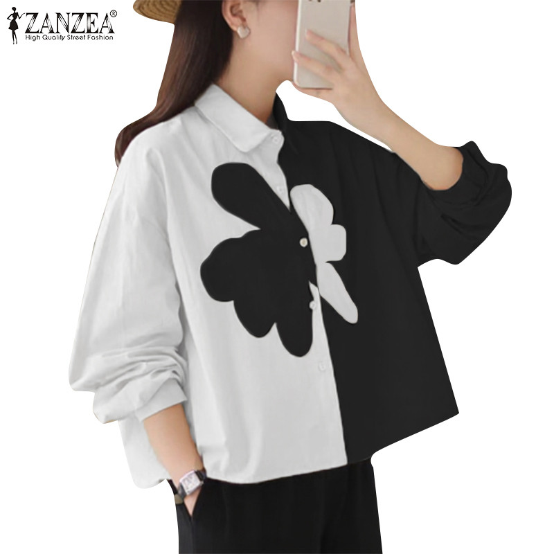 Zanzea เสื้อเชิ้ตแขนยาวทรงหลวมแฟชั่นเกาหลีสําหรับผู้หญิง - รูปที่ 4
