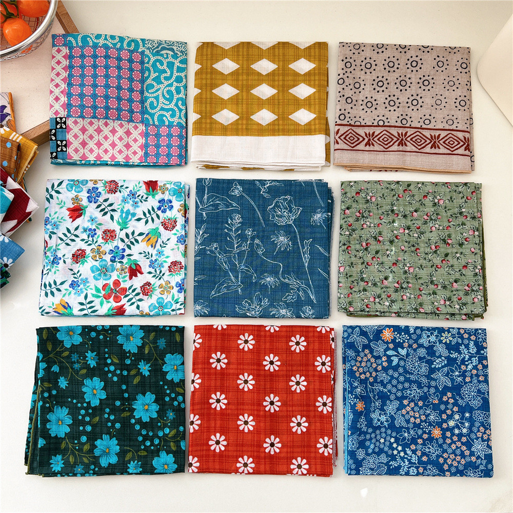 CICI ผ้าพันคอมัลติฟังก์ชั่นหญิงผ้าฝ้ายผ้าพันคอ HeadScarf Hairband 55x55 ซม.