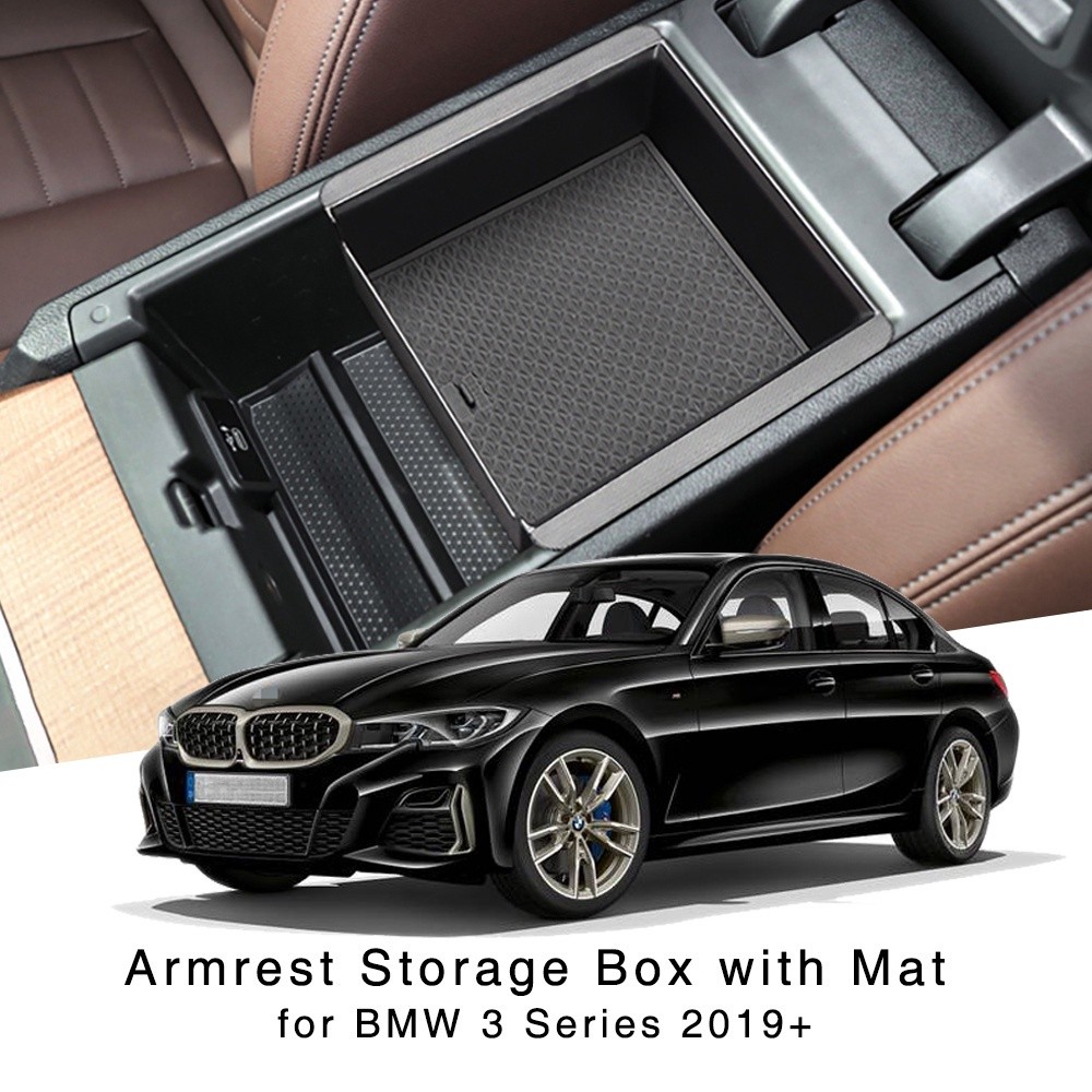 สําหรับ BMW i3 3 Series G20 G21 318i 320Li 320i 325Li 320e 330e 330i 330Li M340i 2019 + คอนโซลกลางภายใน Organizer ที่วางแขนกล่องเก็บถุงมือถาด