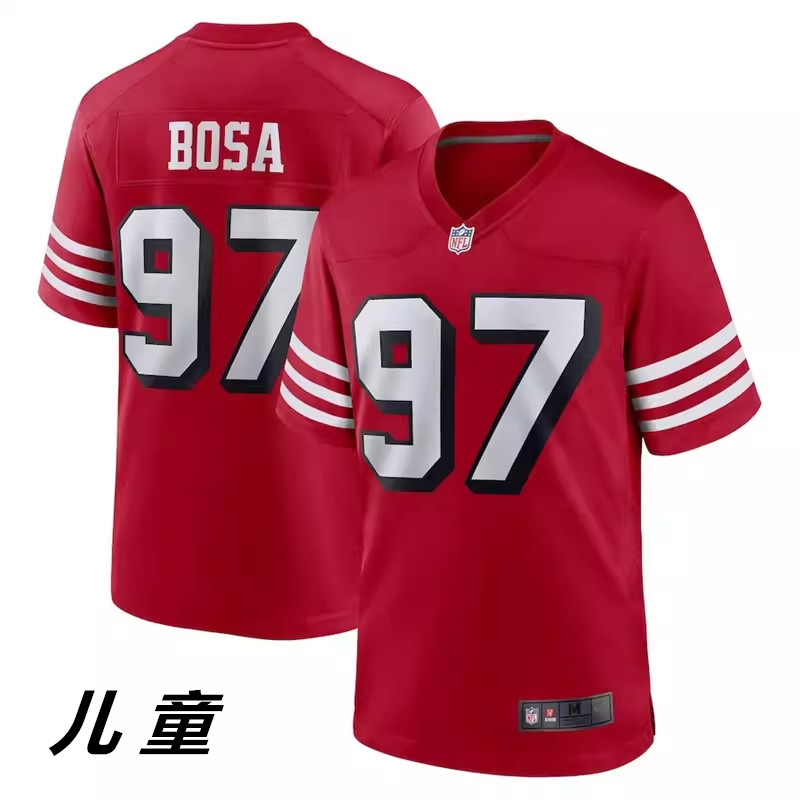 2025 เสื้อรักบี้ NF L San Francisco 49ers 97 #Bosa เสื้อผ้าของชิลเดรน