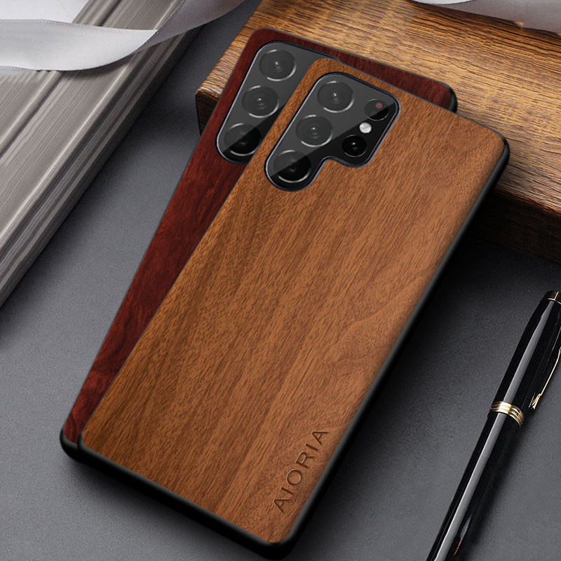 เคสหนัง pu น้ําหนักเบา ลายไม้ เรียบง่าย สําหรับ Samsung Galaxy s24 ultra Plus samung s24 ultra