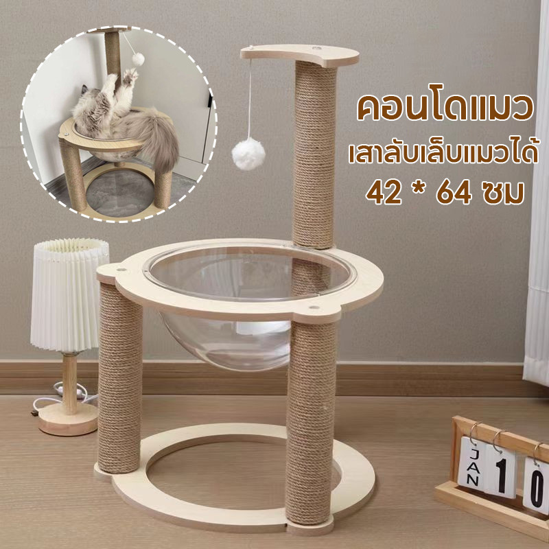 คอนโดแมว หลุมอวกาศแมว บ้านแมว เสาลับเล็บแมวได้ ของเล่นแมว อัพเกรดใหม่ มินิมอล