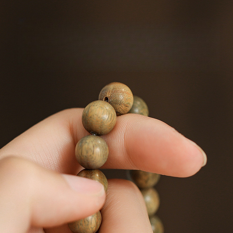 สร้อยข้อมือ ประดับลูกปัดไม้จันทน์ สีเขียว แบบเรียบง่าย สไตล์ชนเผ่า สําหรับผู้ชาย และผู้หญิง