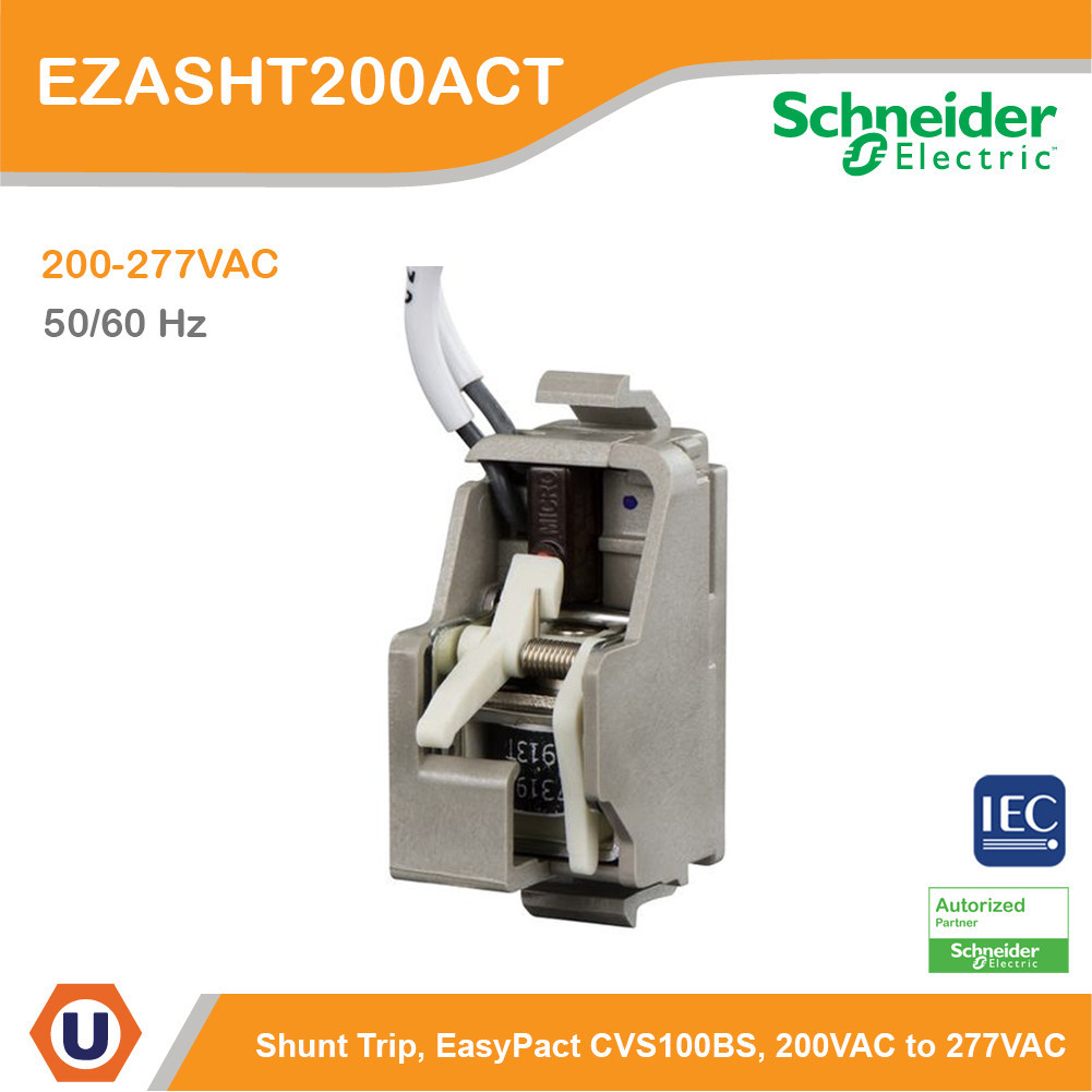 Schneider shunt trip SHT, EasyPact CVS100BS, 200 VAC to 277VAC 50/60 Hz รหัส EZASHT200ACT สั่งซื้อได้ที่ร้าน Ucanbuys