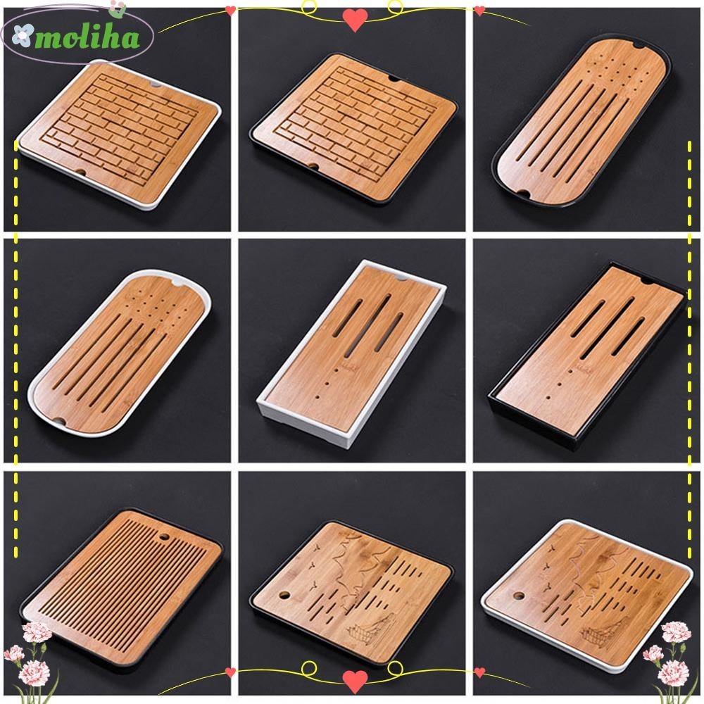 Moliha ถาดไม้ไผ่ เป็นมิตรกับสิ่งแวดล้อม สําหรับวางชา ในสวน