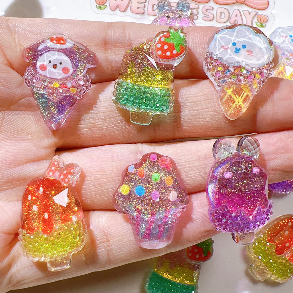 กาวเรซิ่น Abs รูปไอติม แฮนด์เมด อุปกรณ์เสริม สําหรับตกแต่งรองเท้า หมวก diy