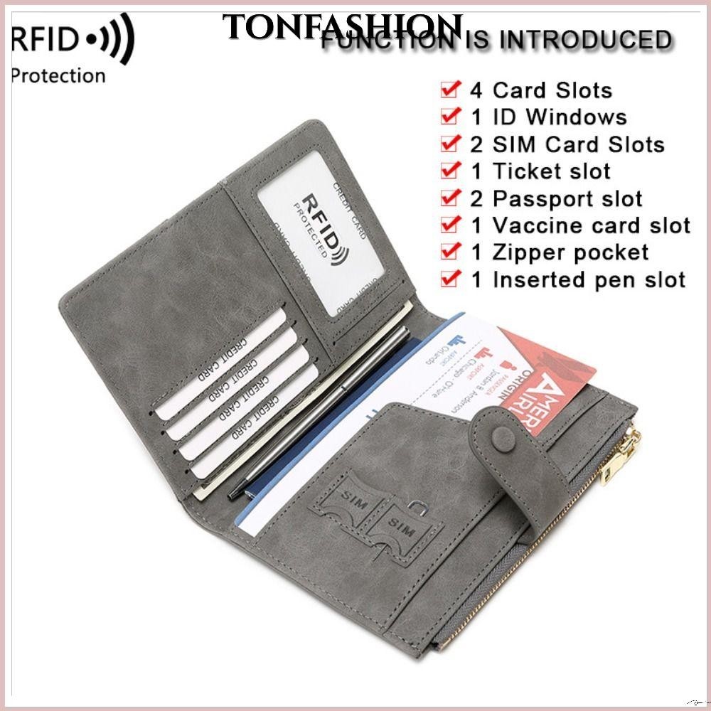 Tonfashion RFID ปกหนังสือเดินทาง หนัง อเนกประสงค์ แบบพกพา จัดระเบียบเอกสาร