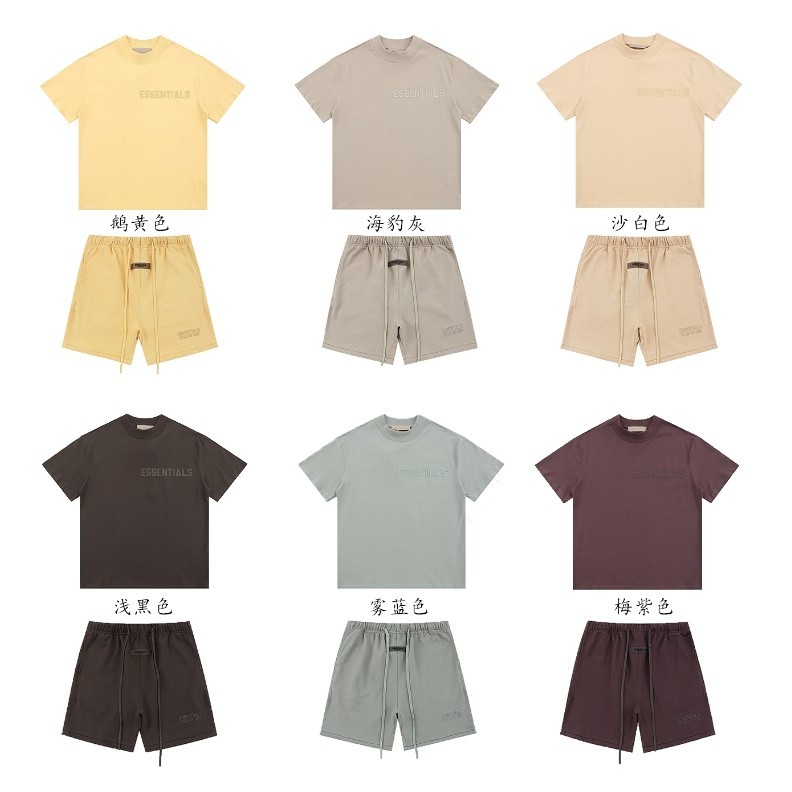 เสื้อยืดแขนสั้น ผ้ากํามะหยี่ พิมพ์ลาย High Street ESSENTIALS FEAR OF GOD FOG Double Thread Season 9 