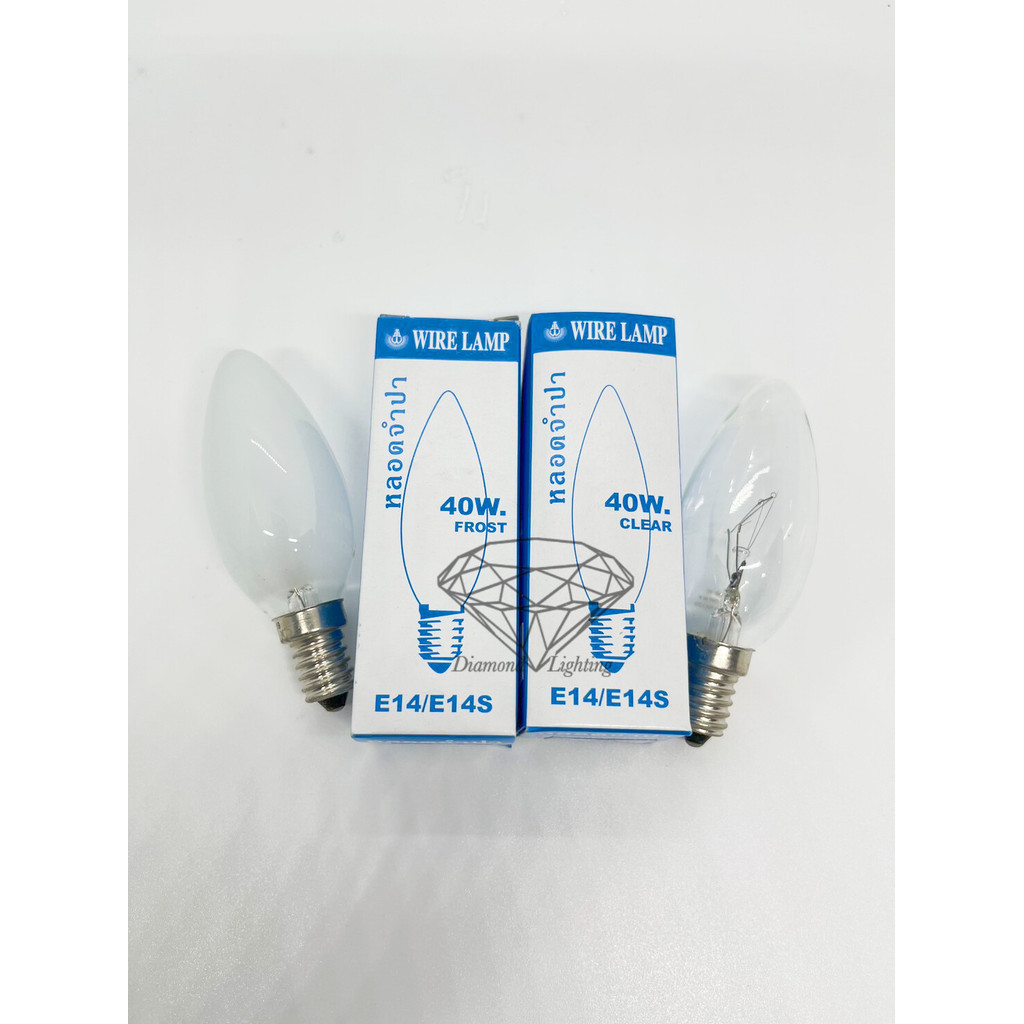 หลอดทังสเตน ให้ความร้อน หลอดจำปา หลอด C35 หลอดไส้ หลอดโคมไฟ 40W ขั้ว E14 มี 2 แบบหลอดใสและหลอดขุ่น