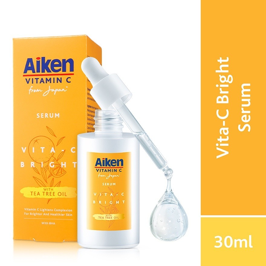 Aiken Vita-C Brightening Serum 30ml 65X Vitamin C Brighten Skin Tone ป ้ องกันสิว Lightens Acne Mark
