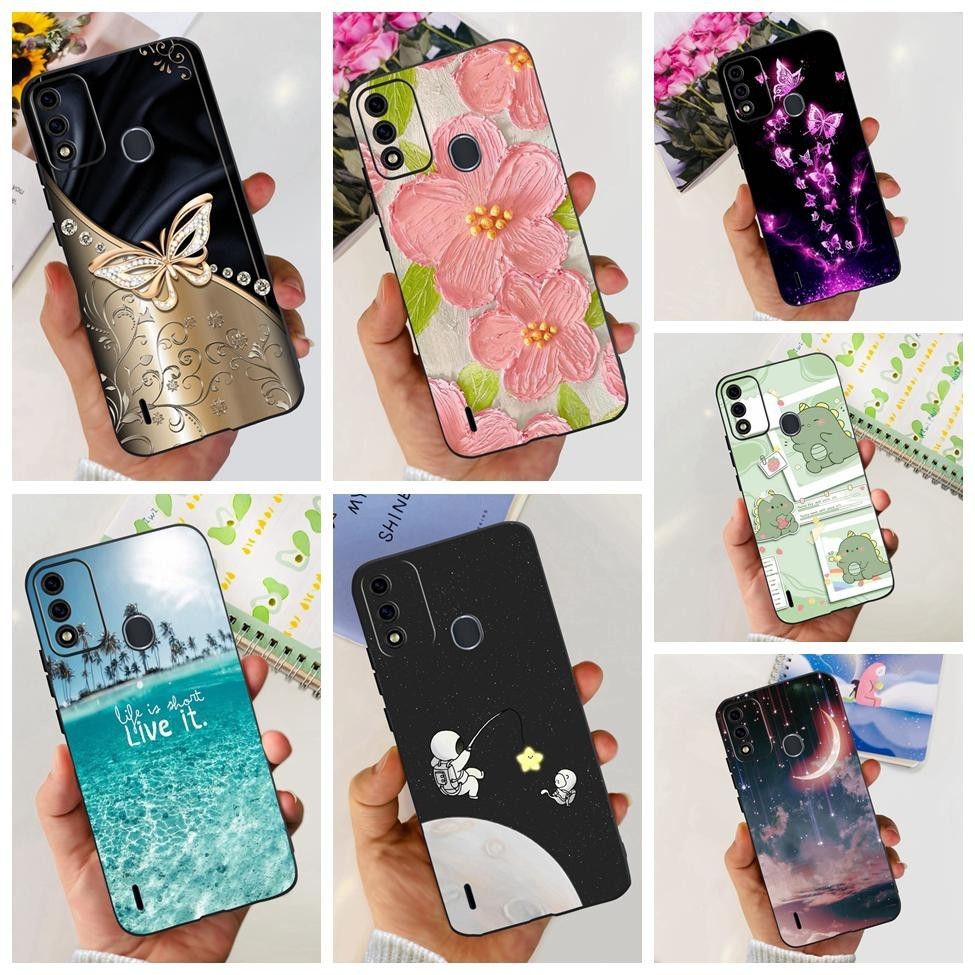 Itel A48 เคสโทรศัพท์มือถือ TPU กันกระแทก ลายตลกน่ารัก สีดํา สําหรับ A48 ITEL A48