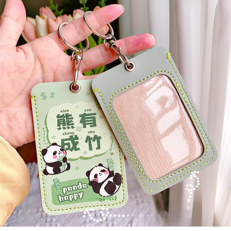 กระเป๋าใส่บัตรประจําตัวประชาชน หนัง PU ลายการ์ตูนน่ารัก ใส่บัตรรถบัส สําหรับนักเรียน