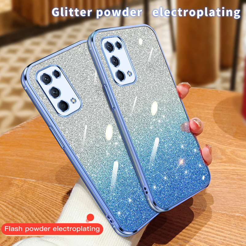 เคส OPPO Reno5 Reno2z Reno2 Reno4 4G Reno6 Pro การไล่ระดับสีชุบกรณีโทรศัพท์ป้องกันการตก