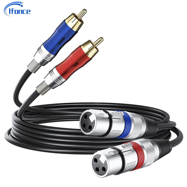 ใหม่! สายเคเบิ้ลเชื่อมต่อเสียง Dual Xlr 3-pin Female To Dual Rca Male Audio Cable Dual Xlr To Dual Rca Plug Patch Cord Connector Wire Wire