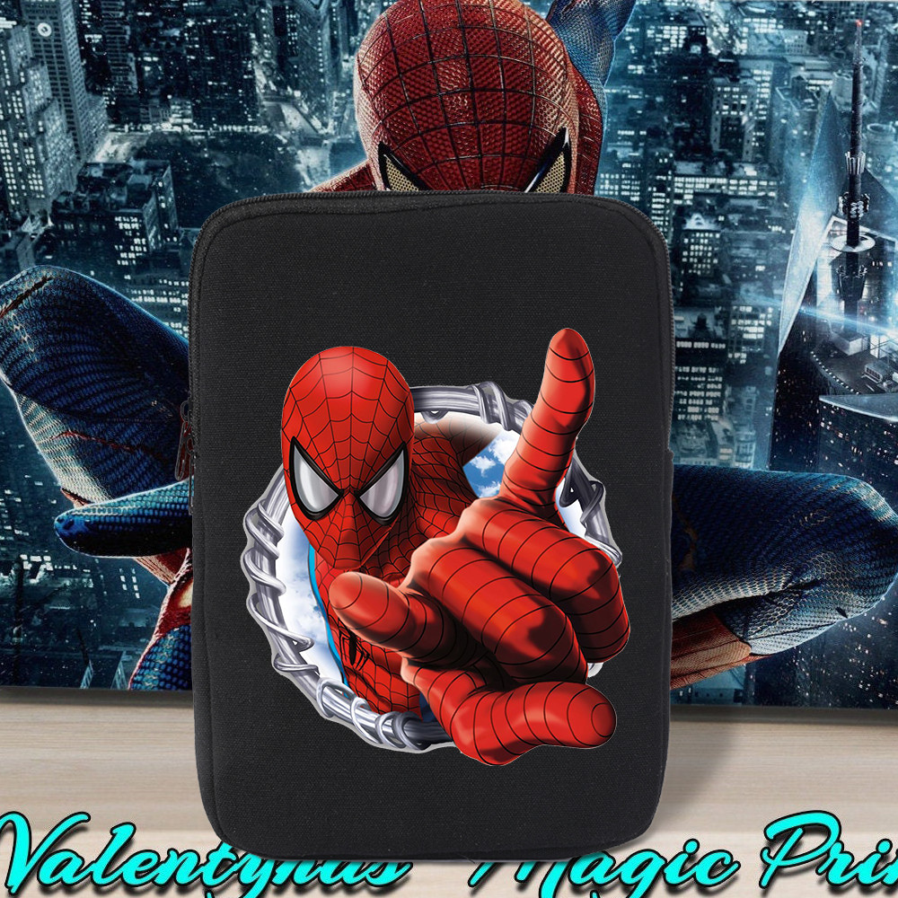 กระเป๋าใส่แล็ปท็อป แท็บเล็ต พิมพ์ลายการ์ตูน Spider Man มีซิป สําหรับเด็กผู้ชาย