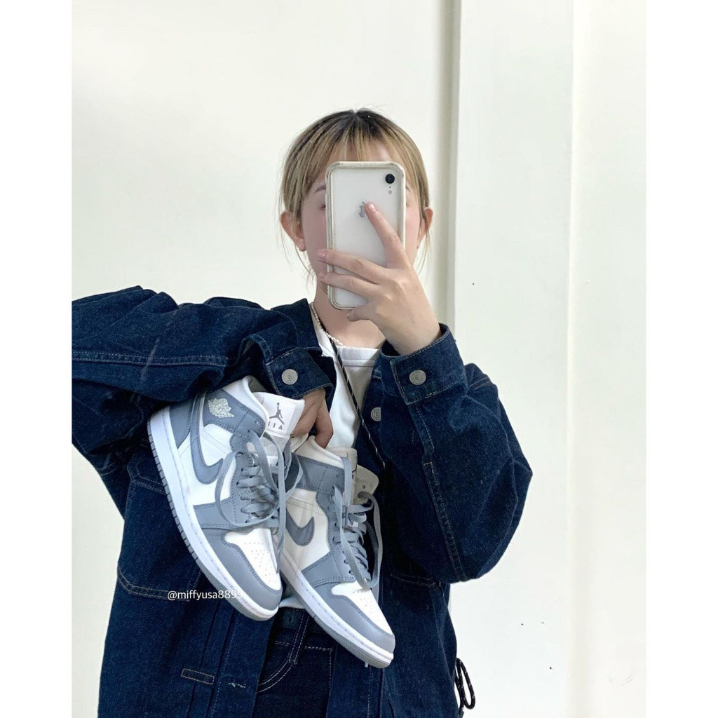 แอร์ a/j 1 Mid Grey สีขาว BQ6472-115