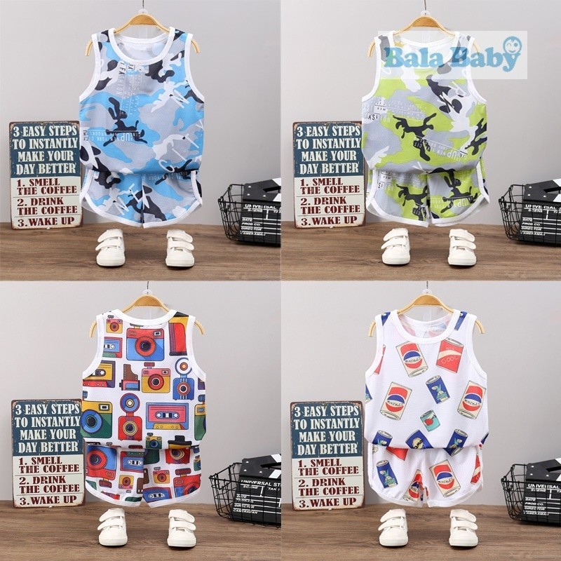 ชุดกีฬาเด็ก ชุดบาสเด็ก ชุดเสื้อกล้ามเด็ก เสื้อกล้ามเด็ก อายุ 1-3 ขวบ ชุดเด็กผู้ชาย QY06