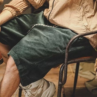 MNO.9 Short Pant 9134 กางเกงขาสั้นชาย ผ้าลูกฟูก เอวยางยืด มีสายผูก คาร์โก้ขาสั้น