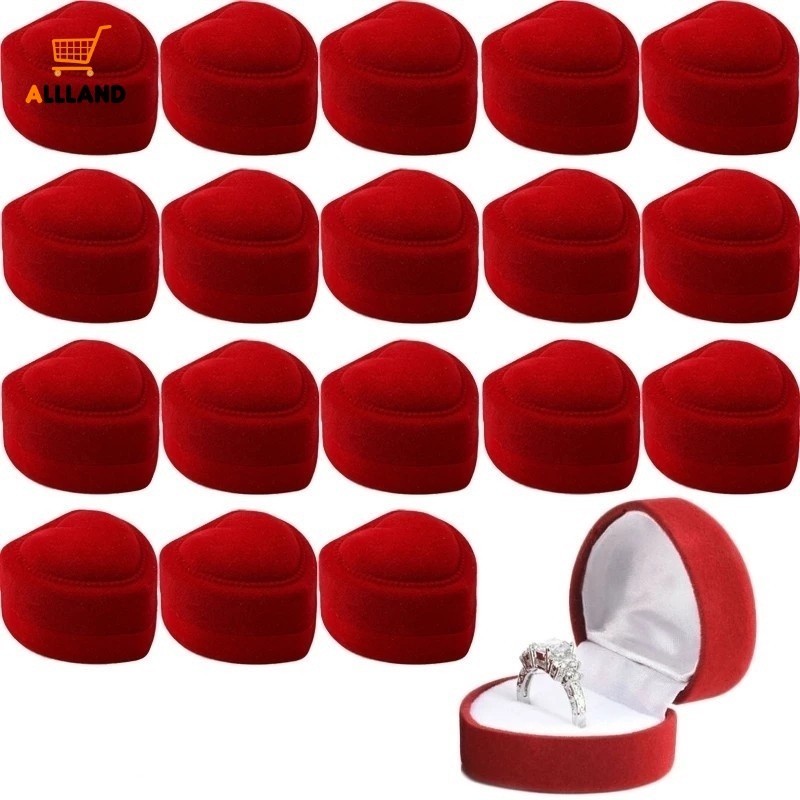 JC Mart กล่องกํามะหยี่ รูปหัวใจน่ารัก ขนาดเล็ก สีแดง / กล่องอะคริลิคใส สําหรับใส่เครื่องประดับ ต่างหู แหวนโรแมนติก