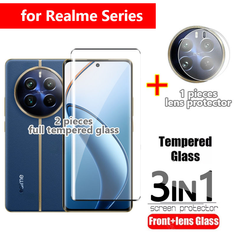Realme 12 11 13 Pro Plus 12+ 13+ 12Pro+ 12X 11X 5G กระจกนิรภัย โค้ง เต็มจอ Realme Note 50 C63 C53 C67 GT6 ป้องกันหน้าจอ ป้องกันเลนส์ เต็มรูปแบบ