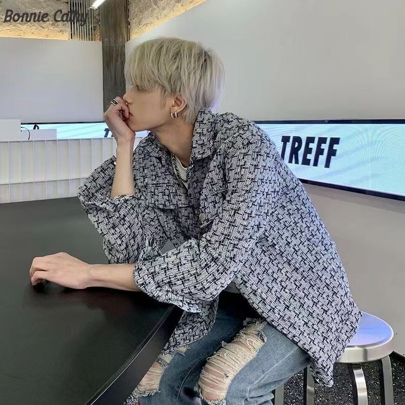 เสื้อโค้ทแจ็กเก็ต แต่งระบาย แฟชั่นฤดูใบไม้ผลิ และฤดูใบไม้ร่วง สําหรับผู้ชาย