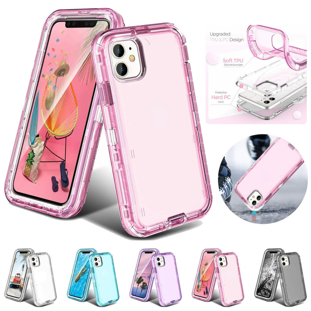 3 in 1 เคสโทรศัพท์ใส แบบหนา กันกระแทก เกราะมันวาว สําหรับ IPhone 15 14 Pro Max 13 12 11 Pro Max XS XR XA Max 6 7 8 Plus