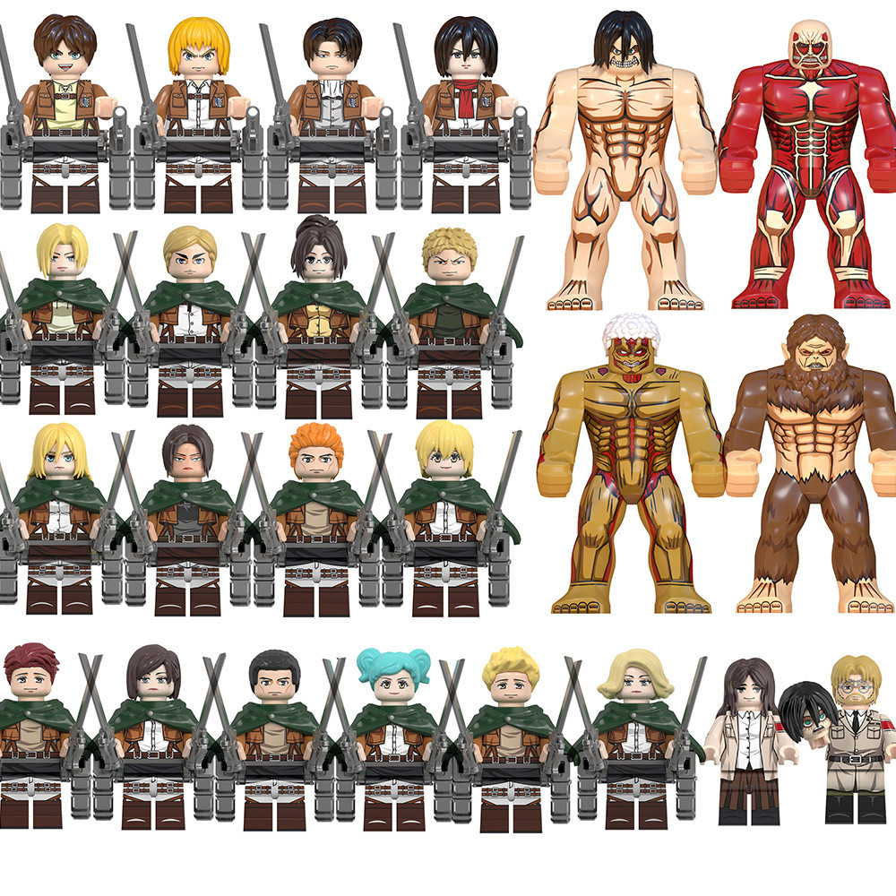 ของเล่นตัวต่อฟิกเกอร์ Attack on Titan Alan Yeager Levi Ackerman ขนาดเล็ก