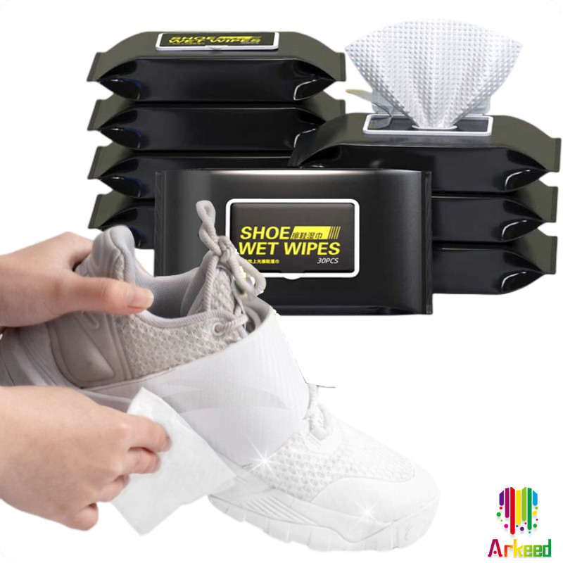 Arkeed ทิชชู่เปียกเช็ดรองเท้า แผ่นเช็ดเคลือบเงารองเท้า ขจัดสิ่งสกปรก Shoe wipes