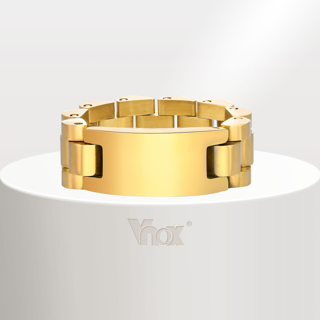 Vnox แหวนสเตนเลส สีพื้น เครื่องประดับแฟชั่น สําหรับผู้ชาย และผู้หญิง