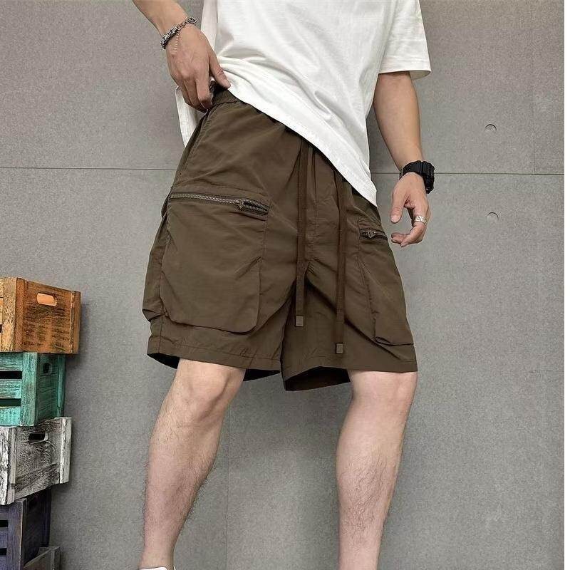 MNO.9 Cargo A140 กางเกงคาร์โก้ ขาสั้น กระเป๋าด้านหน้ามีซิป เอวยางยืด มีเชือกรูด