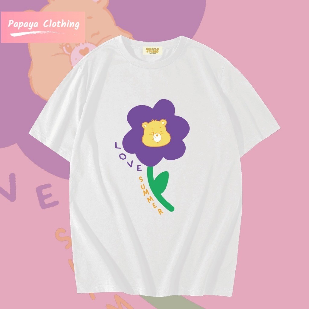 Papaya เสื้อยืดโอเวอร์ไซส์ เสื้อยืดเกาหลี ผ้าคอตตอน100% เสื้อยืด 0068