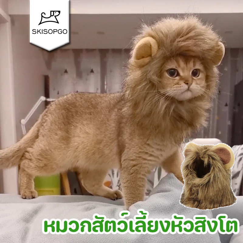 SKISOPGO พร้อมส่ง หมวกแมว  หมวกสัตว์เลี้ยง หัวสิงโต