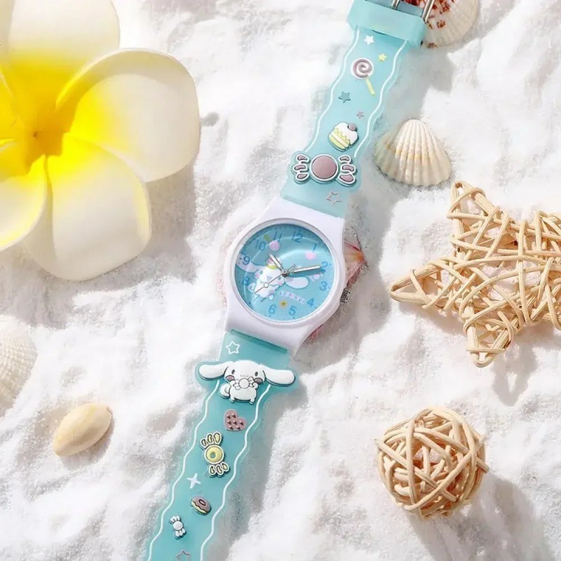 SANRIO นาฬิกาข้อมือควอตซ์ สายซิลิกาเจล กันน้ํา ลายการ์ตูนคิตตี้น่ารัก 3D สําหรับเด็ก