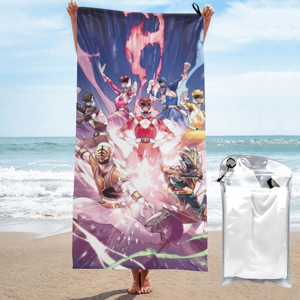 Power Ranger ผ้าขนหนูชายหาด ผ้าขนหนูไมโครไฟเบอร์ ดูดซับน้ํา แห้งเร็ว ขนาด 70×140 ซม.