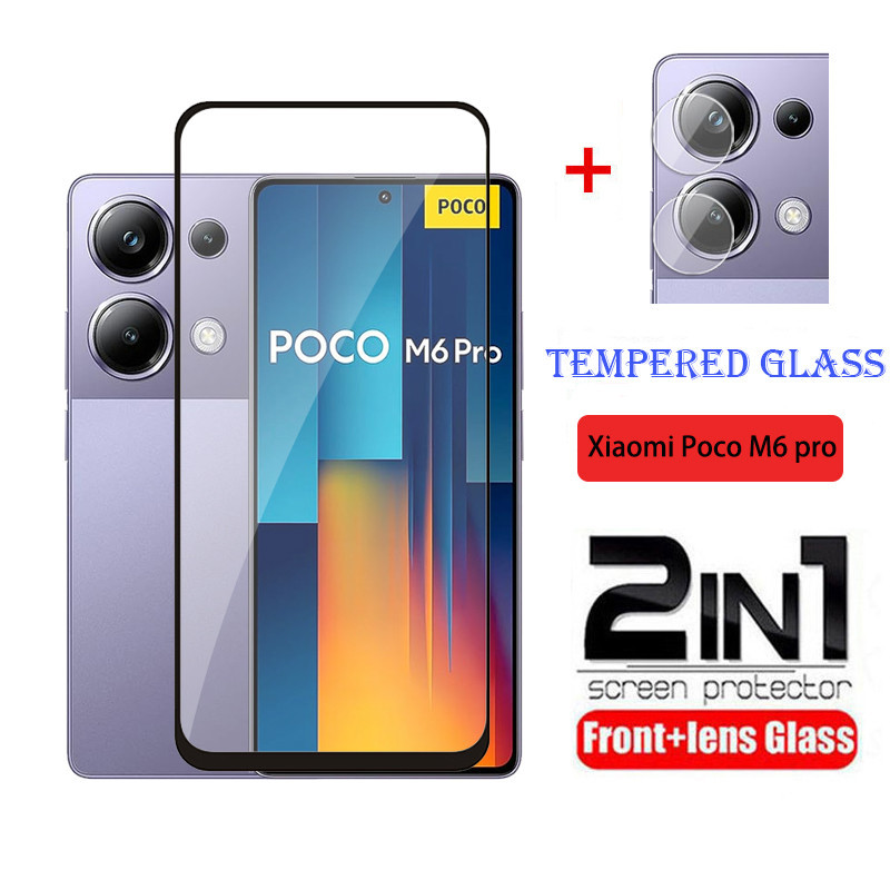 2in1 ป้องกันสําหรับ Xiaomi Poco M7 M6 Pro 4G 2024 ฟิล์มนิรภัยสําหรับ Mi PocoM7 PocoM6 M7Pro M6Pro 5G