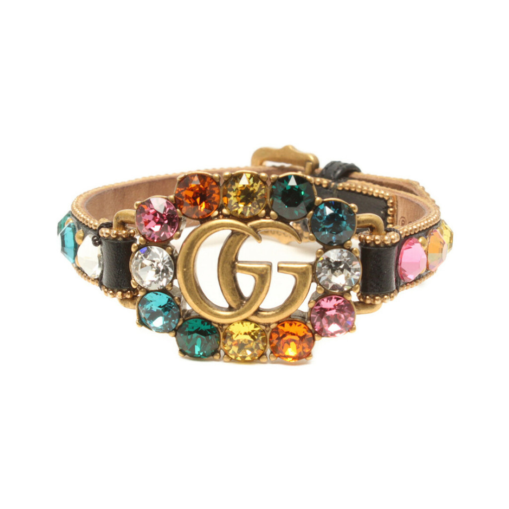 Gucci สร้อยข้อมือเข็มขัด GG Marmont คริสตัล ผู้หญิง ส่งตรงจากญี่ปุ่น มือสอง
