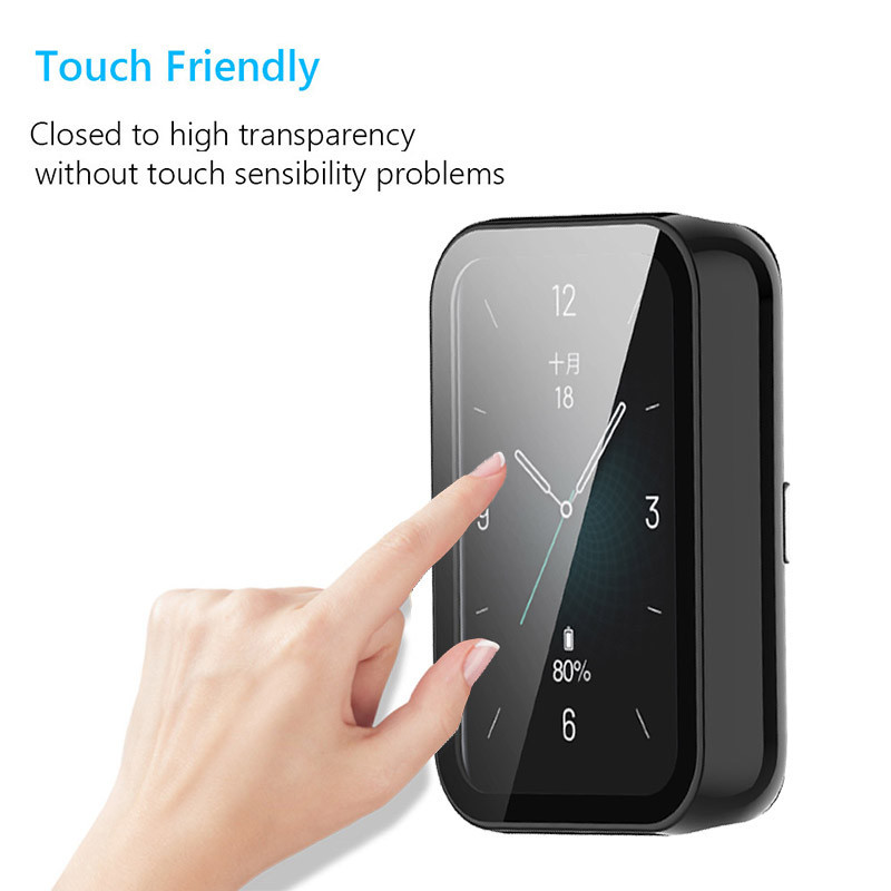 2-in-1 กระจกนิรภัย + เคส สําหรับ For Huawei Band 10 อุปกรณ์เสริม PC ฝาครอบป้องกันกันชนรอบด้าน + ตัวป้องกันหน้าจอ สําหรับ For Hauwei Band 9/8