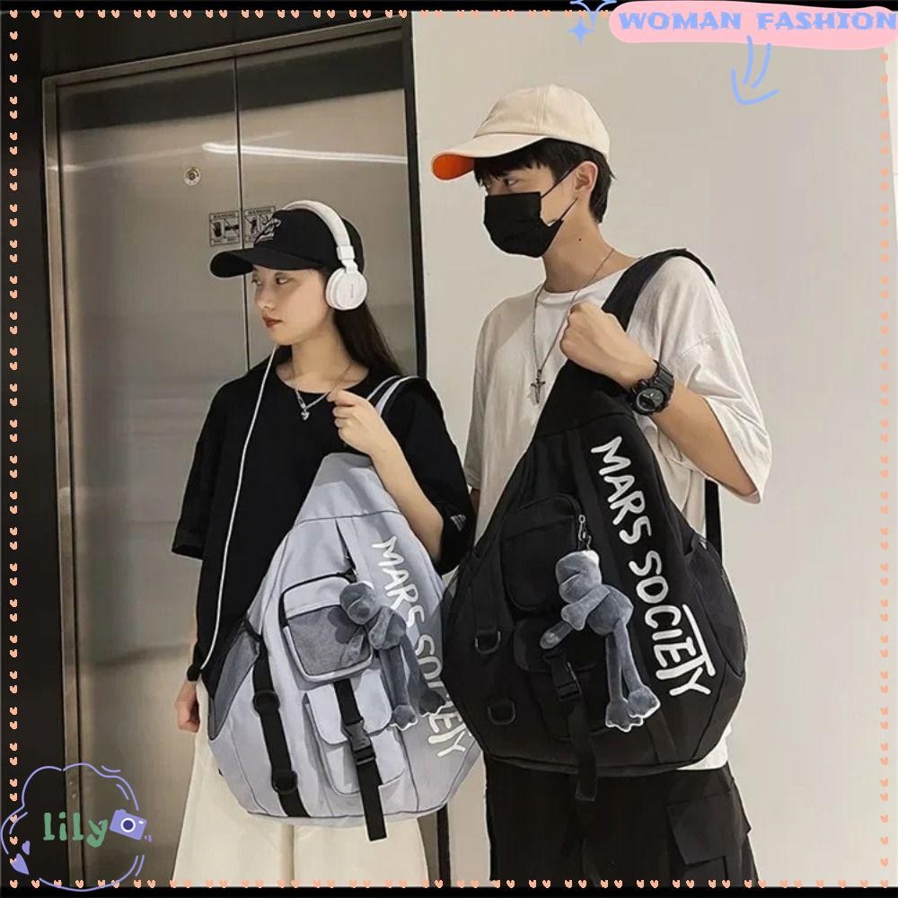 Lily Men Chest Bag, กระเป๋าสะพาย Messenger แฟชั่นเกาหลี, กระเป๋าสะพายข้างเดินทางความจุขนาดใหญ่แบบลําลอง